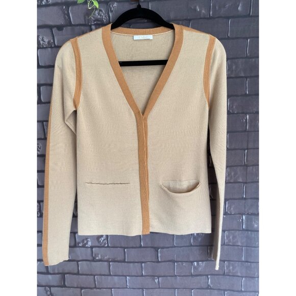 Women's Chloe Coral Pink V Neck Cashmere and Silk Cardigan With Pockets XS - Picture 1 of 7